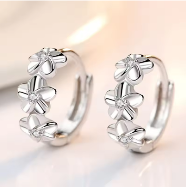 Pendientes de Aro "Flor de Primavera" en Plata de Ley 925