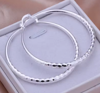 Pendientes de Aro "Efecto Diamante" en Plata